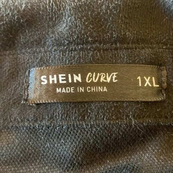 SHEIN Curve Dress Womens 1XL Black Button Down Tiered Long Sleeve Shirt Dress - Picture 2 of 3